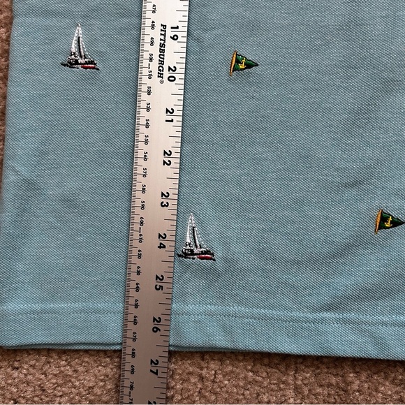 Polo Custom Fit Nautical Print Embroidered Short Sleeve Polo - Picture 7 of 7